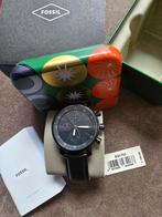 Fossil zwart herenhorloge NIEUW, Leer, Staal, Nieuw, Ophalen