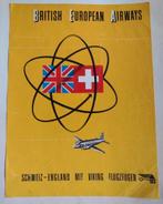 British European Airways Poster - Zwitserland naar Engeland, Verzamelen, Ophalen of Verzenden, A1 t/m A3, Overige onderwerpen