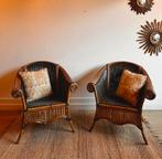 Rotan & leer kuip stoelen Vivai del Sud Vintage, Huis en Inrichting, Fauteuils, Vintage, Zo goed als nieuw, Vintage, Ophalen