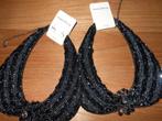 Zwarte vilt kraag ketting met glinsterende zwarte steentjes, Sieraden, Tassen en Uiterlijk, Kettingen, Verzenden, Nieuw, Zwart