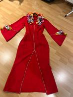rode carnavalsjurk met bloemen en verlichting, Kleding | Dames, Carnavalskleding en Feestkleding, Ophalen of Verzenden, Gedragen
