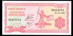 Bankbiljet - Burundi 20 Francs 2005 - UNC., Ophalen of Verzenden, Burundi, Los biljet