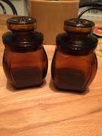 2 Vintage Amber Glazen Potten met Deksel - Set van 2, Antiek en Kunst, Ophalen of Verzenden