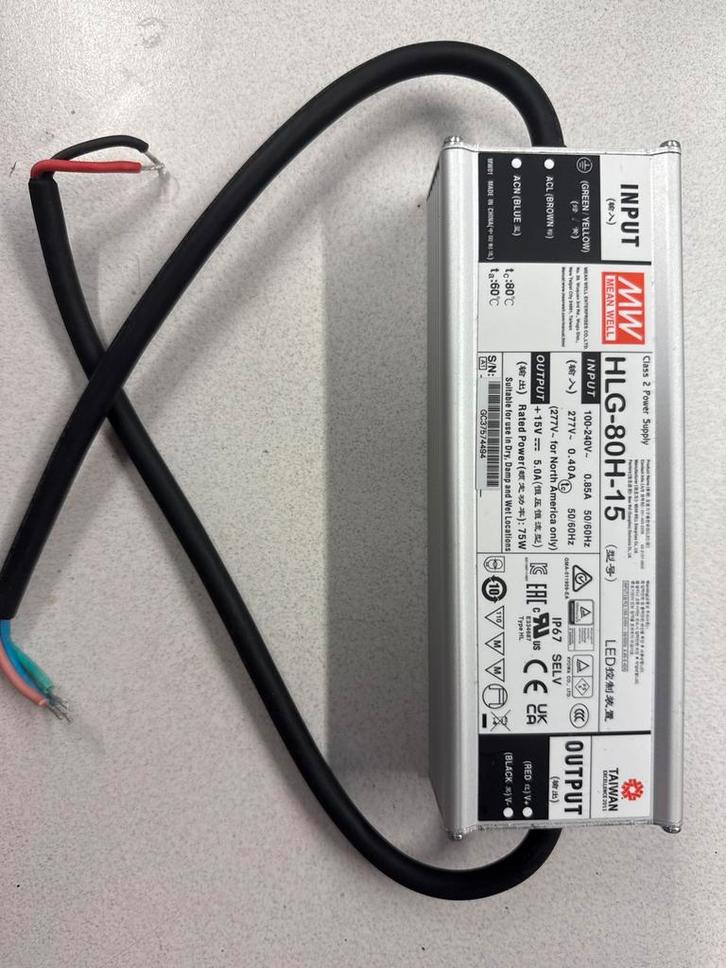 Mean Well HLG-80H-15 LED Voeding, Computers en Software, Interne voedingen, Zo goed als nieuw, Ophalen of Verzenden