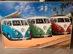 Poster in lijst - drie Volkswagen VW busjes - 90 x 60, Huis en Inrichting, Woonaccessoires | Schilderijen, Tekeningen en Foto's