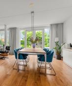 6 Design Eetkamerstoelen Donkerblauw, Gebruikt, Blauw, Ophalen of Verzenden, Metaal