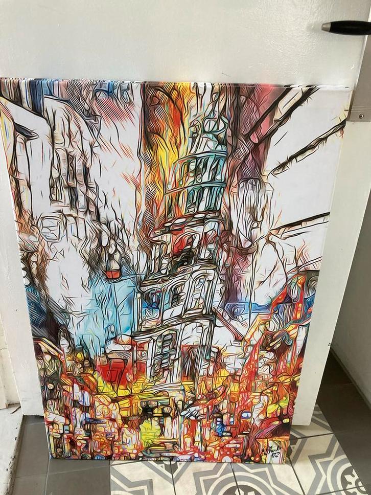 Groningen Martinitoren - naar een idee van Erik Zwezerijnen, Antiek en Kunst, Kunst | Schilderijen | Abstract, Ophalen