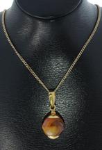 Carneool kornalijn 14k gouden vintage ketting hanger dames, Sieraden, Tassen en Uiterlijk, Antieke sieraden, Ophalen of Verzenden