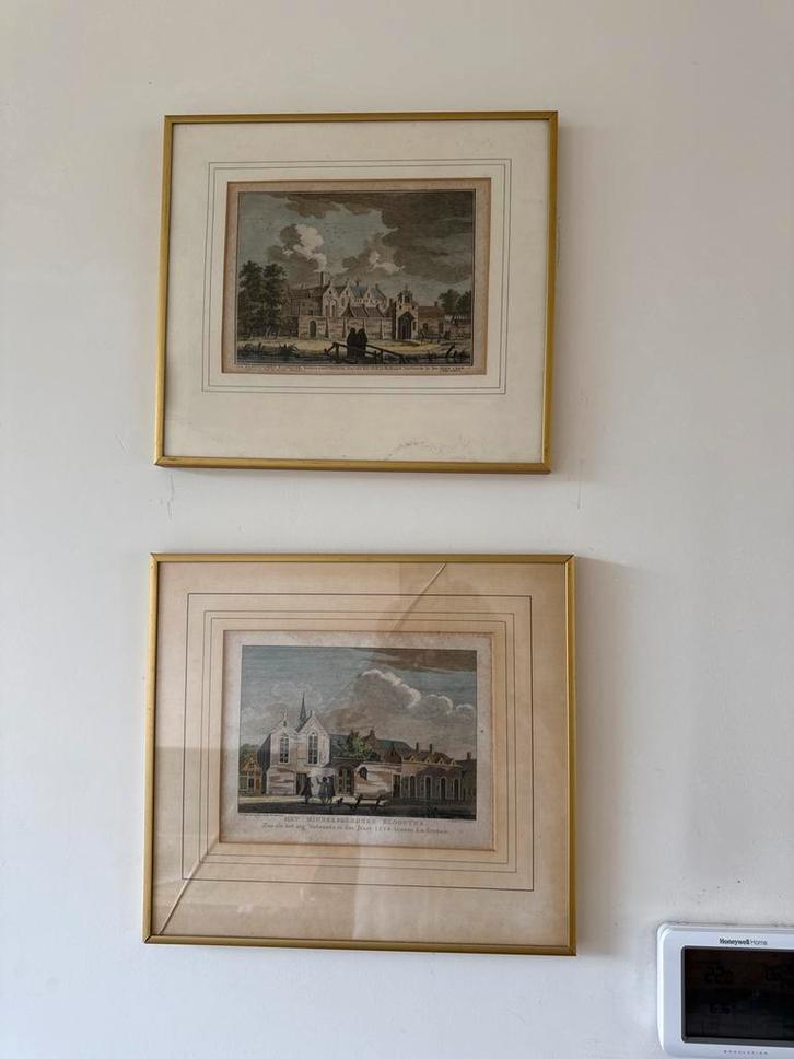 Amsterdamse Kloosters - Etsen/Gravures (2 stuks), Antiek en Kunst, Kunst | Etsen en Gravures, Ophalen of Verzenden