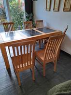 Tafel met 6 stoelen 2.00m bij 90cm bij 79cm., Huis en Inrichting, 4 tot 6 stoelen, Gebruikt, Ophalen of Verzenden