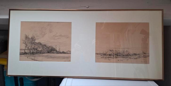 Te koop: 2 potloodtekeningen Antoon Markus, Antiek en Kunst, Kunst | Etsen en Gravures, Ophalen