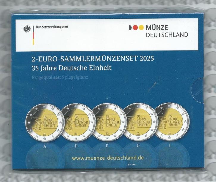 Duitsland 2 euro 2025 (33e) "35 j. Duitse Eenheid"(proof), Postzegels en Munten, Munten | Europa | Euromunten, Losse munt, 2 euro