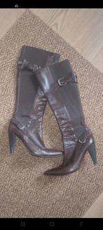 Prachtige italian vintage leather laarzen Maat 40, Ophalen of Verzenden, Zo goed als nieuw, Bruin, Hoge laarzen
