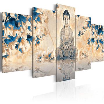 719 Bloemen Buddha 5 Luik Canvas Schilderij 200x100cm Nieuw beschikbaar voor biedingen