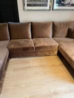 Ruime Taupe U-Bank Suède/Velvet - Comfortabel en Stijlvol, Ophalen, Hoekbank, 300 cm of meer, Zo goed als nieuw