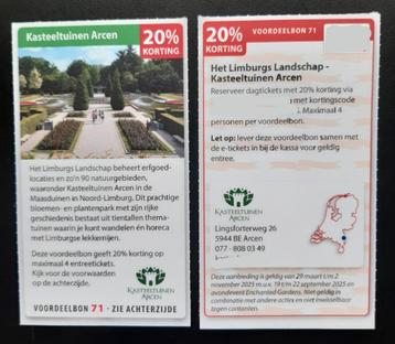 Kasteeltuinen Arcen 20% korting
 beschikbaar voor biedingen