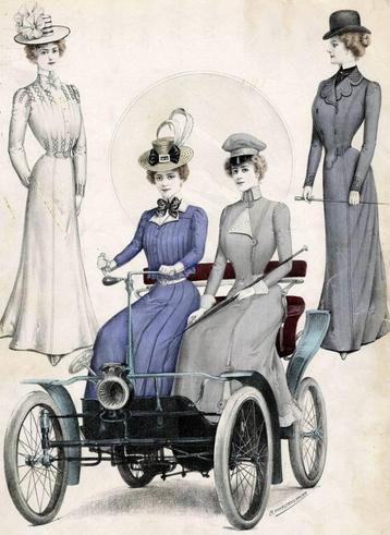 Auto mode prent - ca. 1900 - overdruk beschikbaar voor biedingen