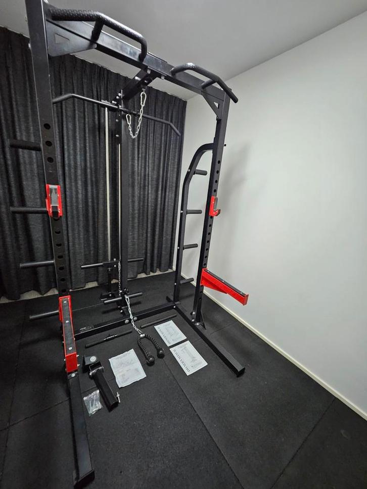 Half rack / squat rack , Lat row attachment with accessories, Sport en Fitness, Fitnessmaterialen, Gebruikt, Overige typen, Armen