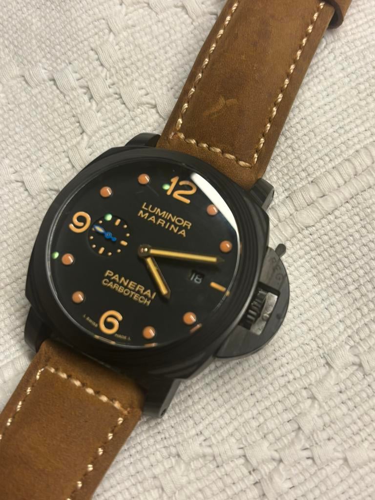 Panerai Luminor Marina carbotech - Zo goed als nieuw!, Sieraden, Tassen en Uiterlijk, Horloges | Heren, Overige merken, Overige materialen