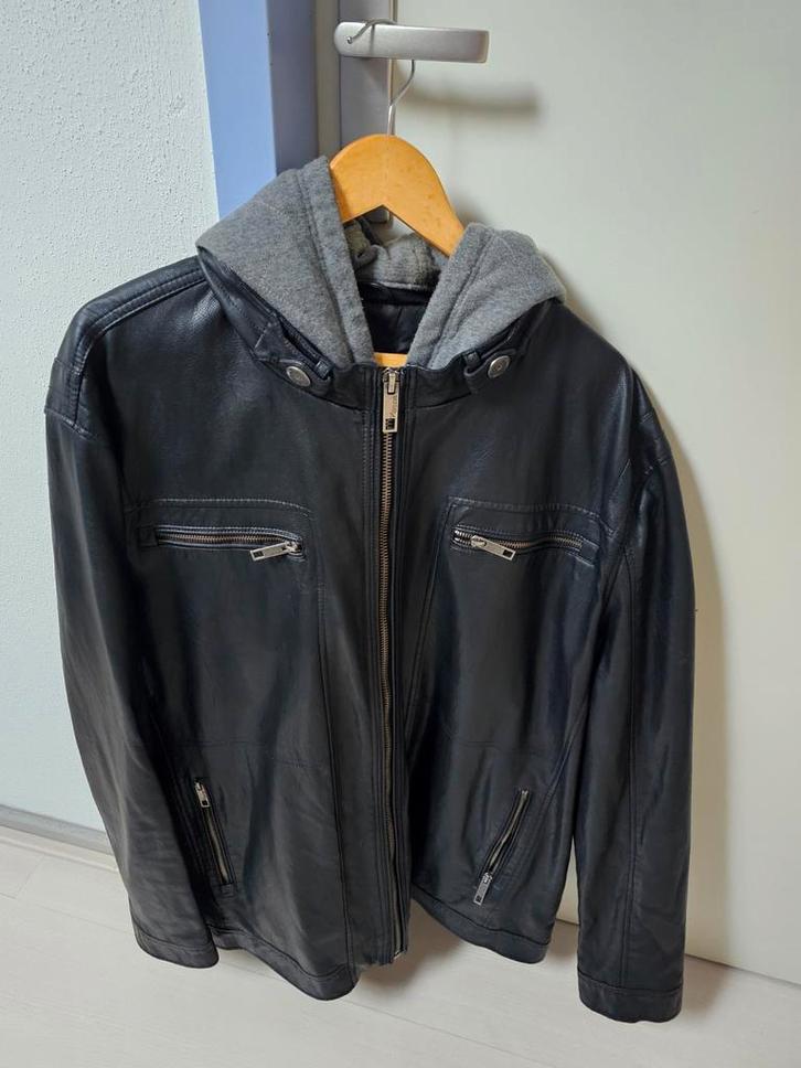 Angelo Litrico Imitatieleer Jas 3XL, Kleding | Heren, Jassen | Zomer, Zo goed als nieuw, Overige maten, Grijs, Ophalen of Verzenden