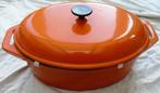 Braadpan, Gietijzer, Ovaal, Oranje, Vogue, 10,5Liter., Gietijzer, Ophalen of Verzenden, Zo goed als nieuw, Keramische plaat
