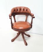 Chesterfield Cognac Bureaustoel, Huis en Inrichting, Stoelen, Ophalen, Bruin, Hout, Zo goed als nieuw