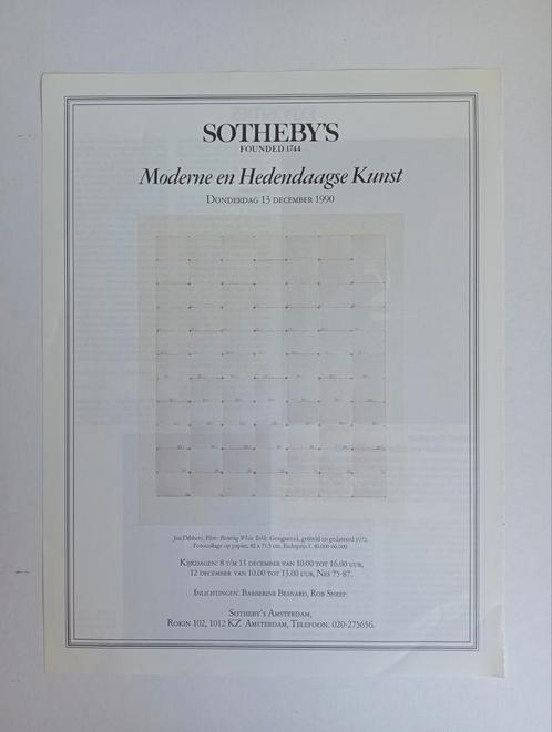 Jan Dibbets - Sotheby's Affiche Moderne Kunst 1990, Antiek en Kunst, Kunst | Overige Kunst, Ophalen of Verzenden