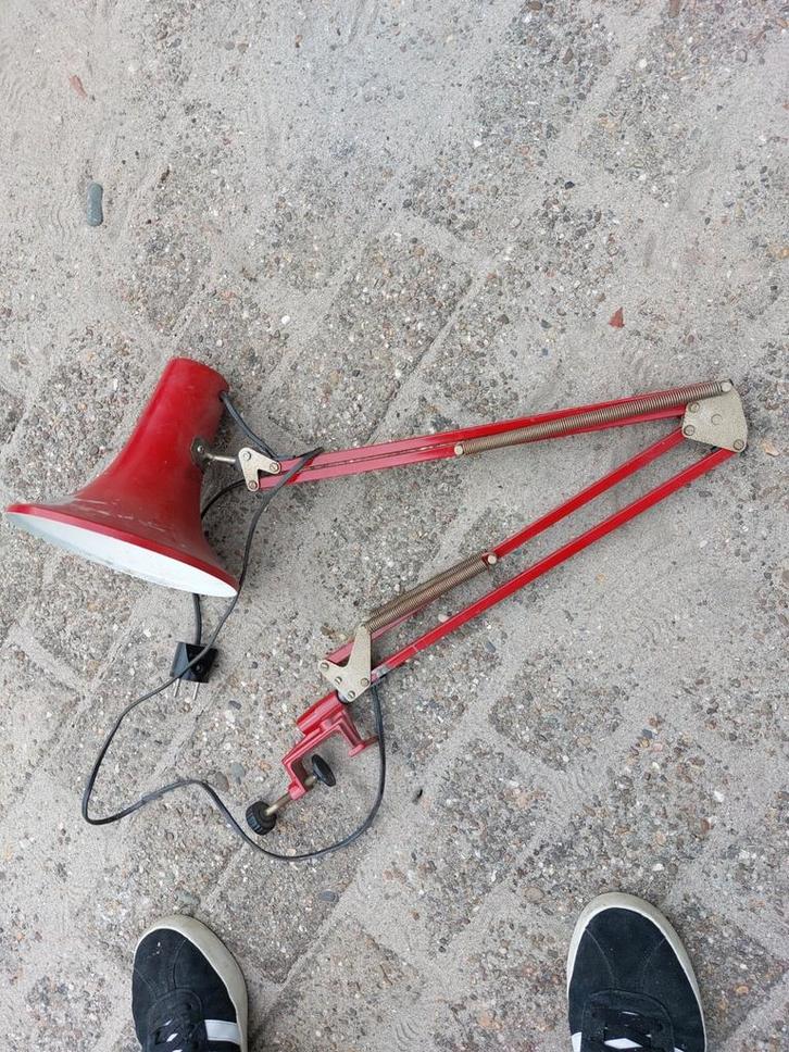 Vintage Geleefde Architectenlamp  rood werkplaatslamp 1960?, Huis en Inrichting, Lampen | Wandlampen, Gebruikt, Metaal, Ophalen of Verzenden