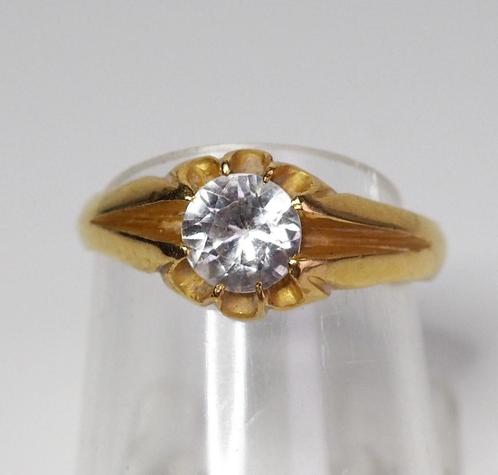 antieke 20 krt gouden ring met witte saffier, Sieraden, Tassen en Uiterlijk, Antieke sieraden, Ring, Goud, Met edelsteen, Ophalen of Verzenden