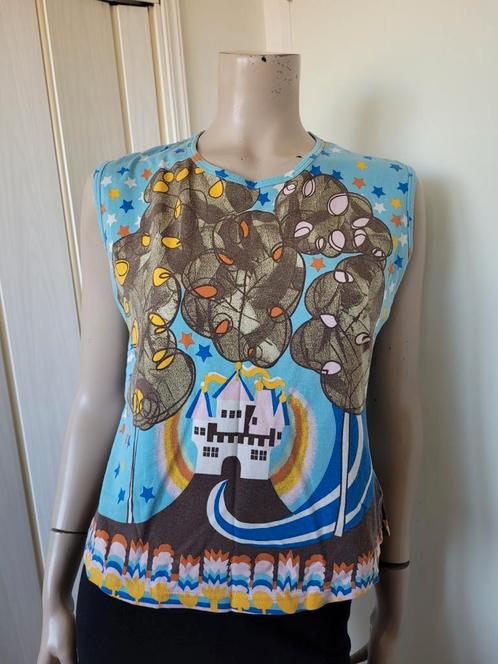 Oilily top vintage maat M/38, Kleding | Dames, Tops, Zo goed als nieuw, Maat 38/40 (M), Blauw, Korte mouw, Ophalen of Verzenden