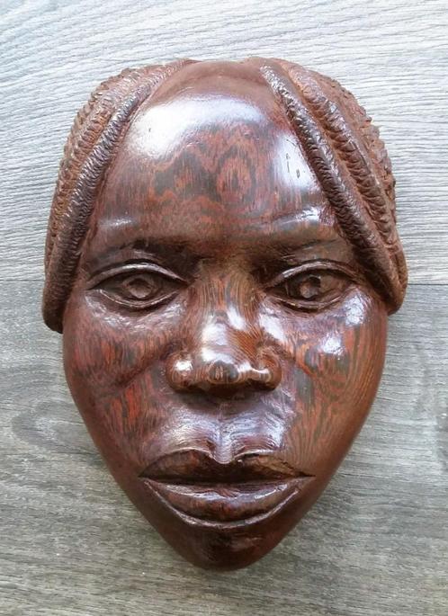 Vintage Retro Wenge Hout Wandbeeld Gezicht Masker Muurbeeld, Antiek en Kunst, Kunst | Niet-Westerse kunst, Ophalen of Verzenden