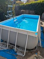 Intex frame zwembad 400x200 met zandfilter en warmtepomp, 200 tot 300 cm, Zo goed als nieuw, 400 cm of meer, Rechthoekig