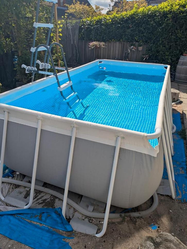 Intex frame zwembad 400x200 met zandfilter en warmtepomp, Tuin en Terras, Zwembaden, Zo goed als nieuw, 120 cm of meer, 400 cm of meer