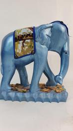 Vintage beeld van hout, blauwe olifant. 26 cm. S13, Ophalen of Verzenden