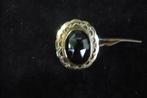 14 krt. 585 gouden dames ring met granaat steen maat 18, Gebruikt, Ophalen of Verzenden, 17 tot 18, Dame