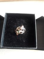 14 k roségouden ring met roosdiamant / smaragd, Sieraden, Tassen en Uiterlijk, Ringen, Gebruikt, Ophalen of Verzenden, 17 tot 18