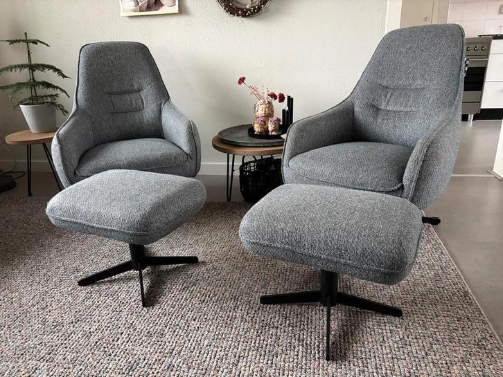 Xooon draaibare stoelen fauteuils + poef - set van 2, Huis en Inrichting, Stoelen, Gebruikt, Twee, Ophalen