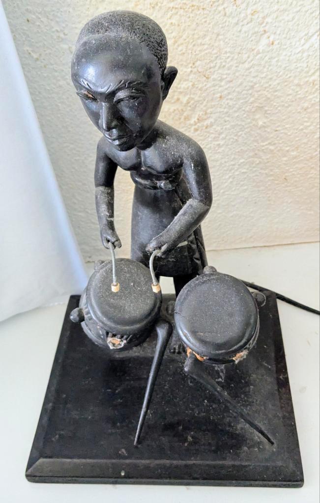 Afrikaans Houten Beeld - Drummer, Antiek en Kunst, Kunst | Beelden en Houtsnijwerken, Ophalen of Verzenden