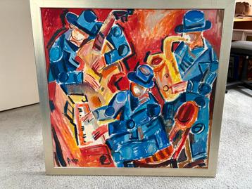 Jazz Gezelschap - Gesigneerd Schilderij beschikbaar voor biedingen
