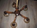 Vintage 5-armige hanglamp met 5 bewerkte glazen bollen, Huis en Inrichting, Lampen | Hanglampen, Ophalen, Gebruikt, Jaren 50, Minder dan 50 cm