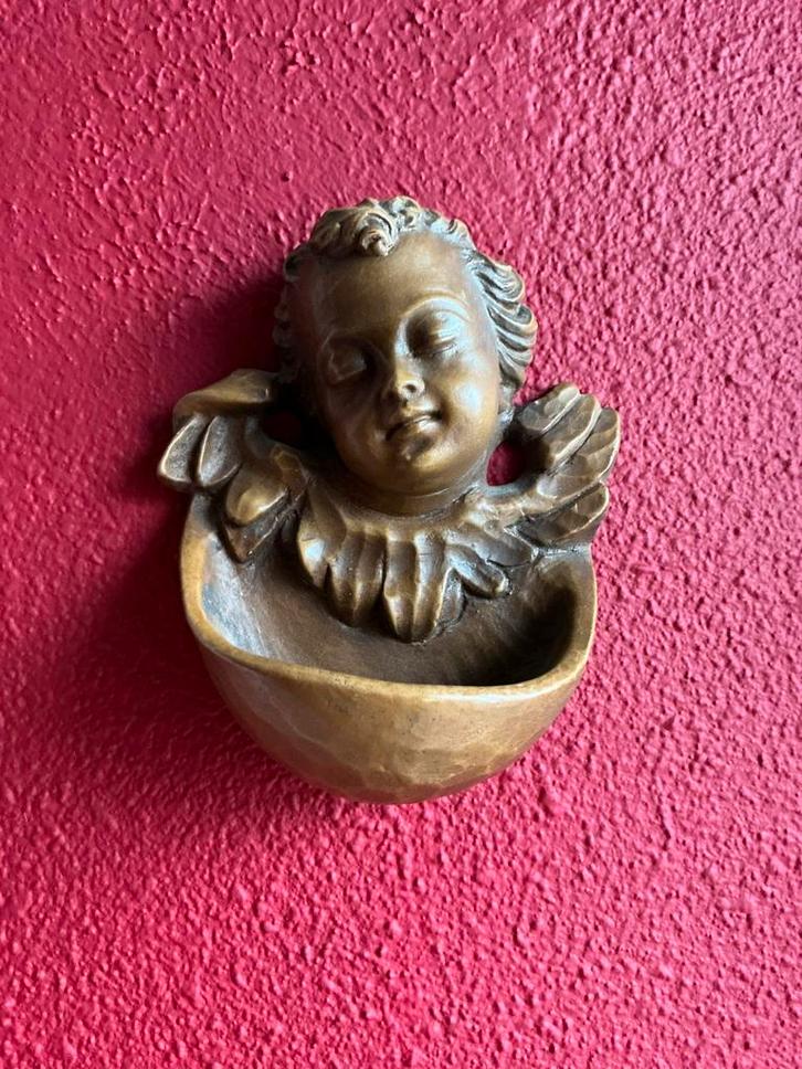 Antiek Wijwaterbakje ❤️ Engel Putti, Antiek en Kunst, Antiek | Religie, Ophalen of Verzenden