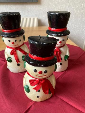 Vintage sneeuwmannen kaarsen 3 stuks jaren '80 beschikbaar voor biedingen
