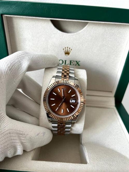 Rolex Datejust Chocolate Dial 41MM automatisch, Sieraden, Tassen en Uiterlijk, Horloges | Heren, Nieuw, Polshorloge, Rolex, Staal