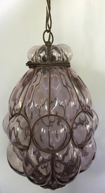 Venetiaanse hanglamp -Authentiek - licht paars Rond 1950 beschikbaar voor biedingen