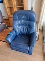Sta op stoel blauw leer leren sta-op-stoel fauteuil, Ophalen, Gebruikt, Modern, 50 tot 75 cm
