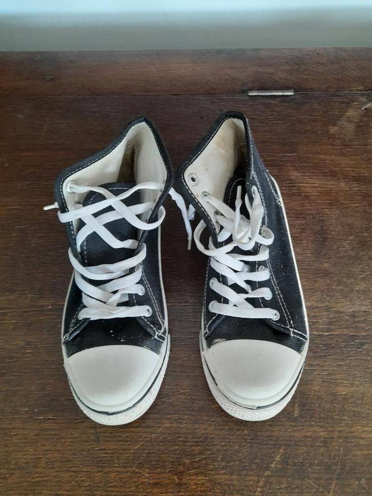 Hoge zwarte canvas sneakers/basketbalschoenen v/m/k, maat 37, Kleding | Dames, Schoenen, Zo goed als nieuw, Sneakers of Gympen