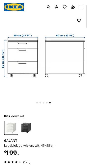 IKEA Galant ladeblok wit met cijferslot - afbeelding 4