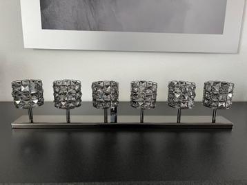 J-Line Theelichthouder 6 Crystal Smokey Grey Nieuw! beschikbaar voor biedingen