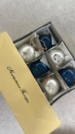 Kerstballen glas vintage blauw zilver parelmoer, Ophalen of Verzenden, Zo goed als nieuw