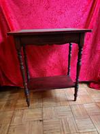 Oud Engelse bijzettafel met groene inlegwerk en klein laadje, Ophalen